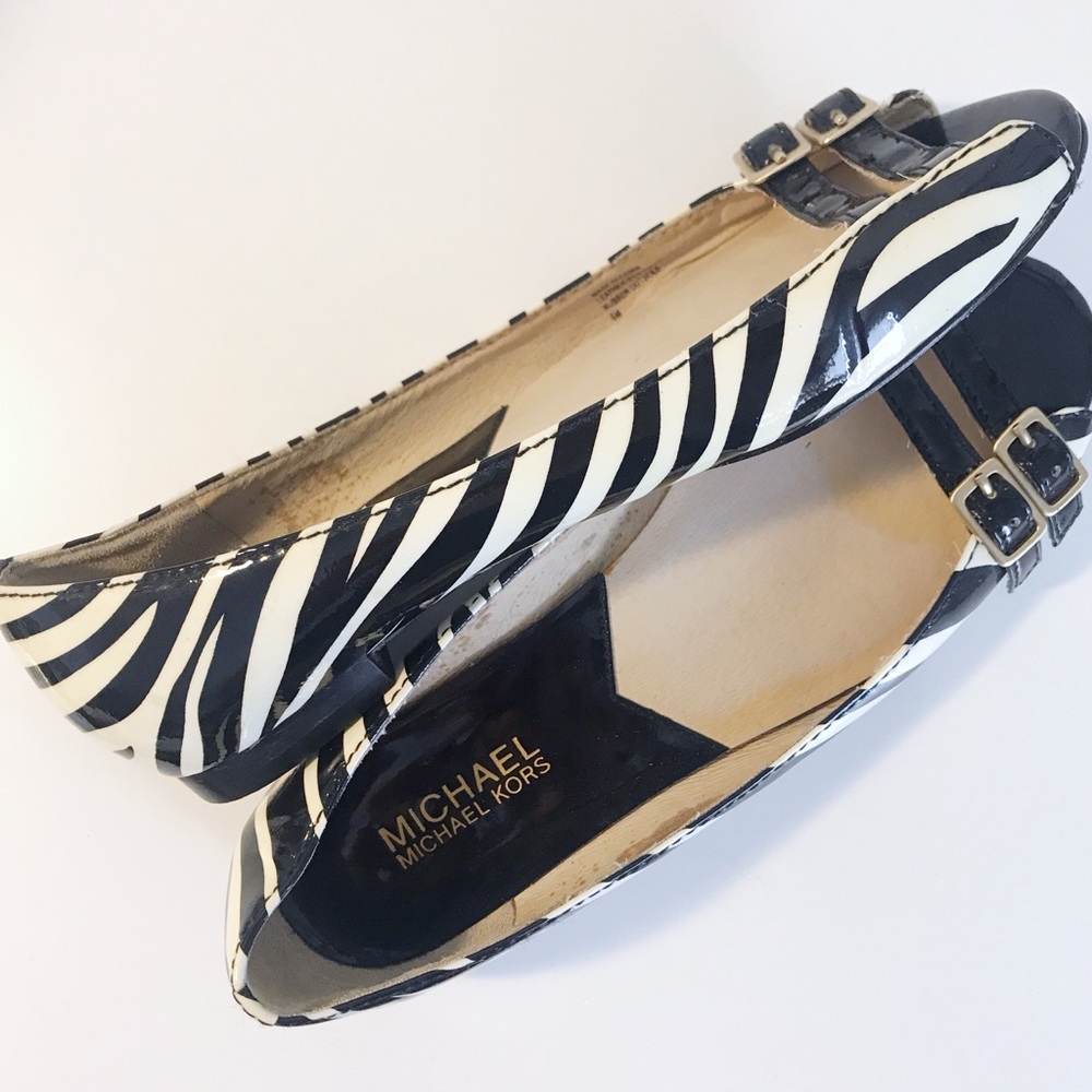 MICHAEL Michael Kors Zebra Print Open Toe Flats